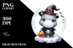 Cute Halloween Hippo PNG Product Image 2