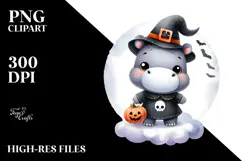 Cute Halloween Hippo PNG Product Image 2