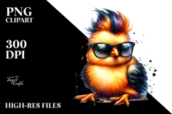 Vibrant Baby Chicken with Cool Haircut PNG Product Image 2