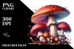 Glossy Mushroom Watercolor Splash PNG Product Image 1
