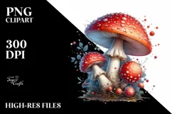 Glossy Mushroom with Watercolor Splash PNG Product Image 1