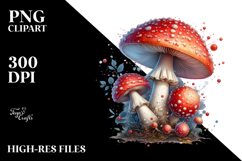 Glossy Mushroom with Watercolor Splash PNG Product Image 2
