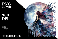 Watercolor Gothic Fairy on the Moon 20 oz Tumbler PNG Product Image 2