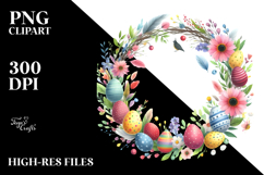 Easter Watercolor Wreath PNG Product Image 2