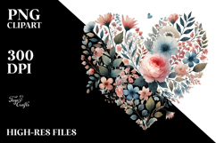 Watercolor Floral Heart, Transparent PNG Product Image 2
