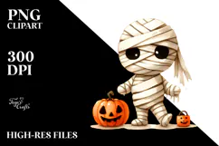 Funny Halloween Clipart with Mummy PNG Product Image 2