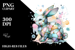 Vibrant Bunny on Splashy Background PNG Product Image 2