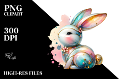 Vibrant Bunny on Splashy Background PNG Product Image 2