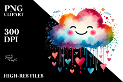 Simple Smiling Cloud with Hearts PNG Product Image 2