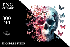 Colorful Skull Flower Painting, PNG Product Image 2