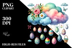 Easter Cloud with Hanging Eggs PNG Product Image 2