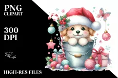 Whimsical Cute Dog with Santa Hat PNG Product Image 2