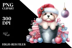 Whimsical Cute Dog with Santa Hat PNG Product Image 2