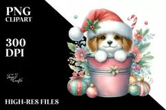 Whimsical Cute Dog with Santa Hat PNG Product Image 2