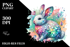 Pastel Diamond Bunny on Splashy Background PNG Product Image 2
