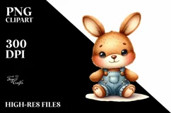 Vibrant Colorful Brownish Plush Bunny | Clipart Product Image 3