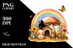 Dog House Mushroom Rainbow Clipart Product Image 3