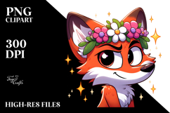 Fox with Flower Crown PNG Product Image 2