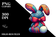 colorful Bunny from Back, Transparent PNG Product Image 2