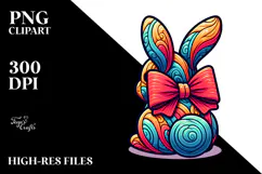 Stylized Bunny Cartoon Sitting, Transparent PNG Product Image 2
