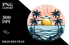 Vintage Tropical Island Sun PNG Product Image 2