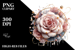 Glossy Rose with Gold Insertions Frame PNG Product Image 2