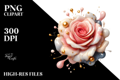 Glossy Rose with Gold Insertions PNG Product Image 2