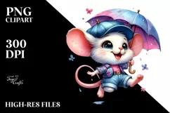 Happy Baby Mouse with Umbrella PNG Product Image 3