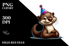 Silly Otter with Party Hat PNG Product Image 2