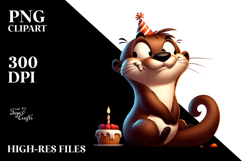 Silly Otter with Party Hat PNG Product Image 2