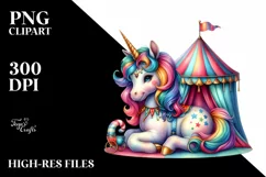 Baby Unicorn with Circus Tent PNG Product Image 1