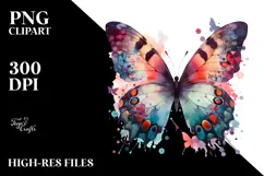 Butterfly Silhouette Flower Painting, PNG Product Image 2