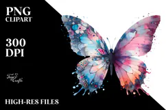 Butterfly Silhouette Flower Painting, PNG Product Image 2
