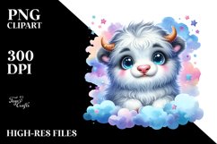 Colorful Watercolor Cute Musk Ox Clipart Product Image 3