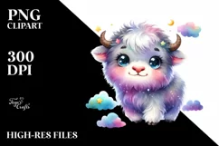 Colorful Watercolor Cute Musk Ox Clipart Product Image 1