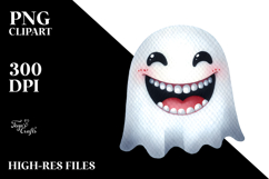 Funny Halloween Ghost with Big Teeth PNG Product Image 2