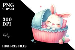 Vibrant Pink-ish Cute Rabbit Clipart Product Image 1