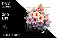 Shiny Rhododendron with Gold Insertions Frame PNG Product Image 2