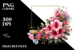 Shiny Rhododendron with Gold Insertions Frame PNG Product Image 2