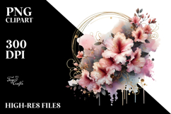 Shiny Rhododendron with Gold Insertions Frame PNG Product Image 2