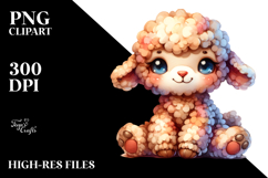 Cute Brownish Plush Lamb PNG Product Image 2