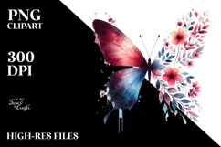 Colorful Flower Butterfly Painting, PNG Product Image 2