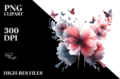 Colorful Flower Butterfly Painting, PNG Product Image 2