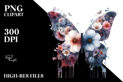 Colorful Flower Butterfly Painting, PNG Product Image 2