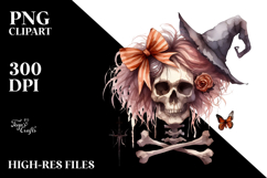 PINOCCHIO Skull with Hair Halloween PNG Product Image 2