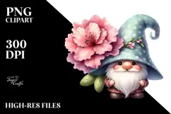 Cute Gnome with Rhododendron PNG Product Image 2