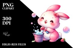 Vibrant Pink-ish Cute Rabbit Clipart Product Image 3