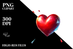 Vibrant Red Heart Painting, Watercolor PNG Product Image 2