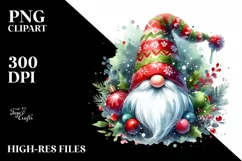 Washed Vibrant Christmas Gnome, PNG Product Image 3