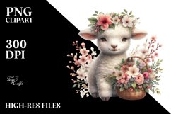 Detailed Boho Baby Lamb with Blossoms Product Image 1